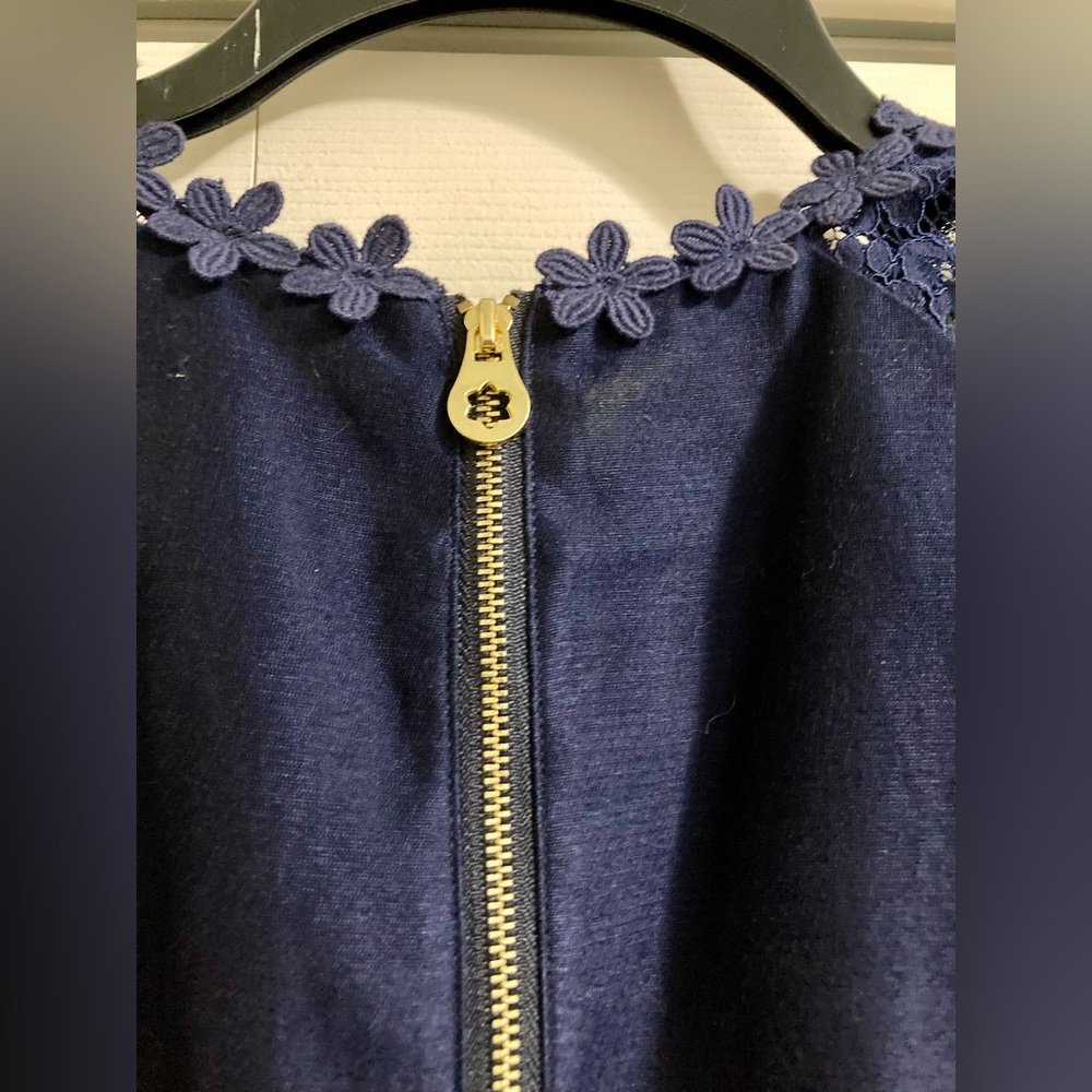 Draper James Navy Lace Inset Flutter Sleeve Dress - image 5